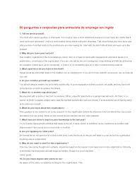 50 Perguntas E Respostas Para Entrevista De Emprego Em Ingles Employment Question