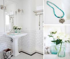 This yellow penny round tile would be perfect for a flower power kitchen backsplash or bathroom — as would the vermillion red. Artistic Home Interior Designs Black And White Penny Tile Bathrooms