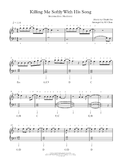 Killing Me Softly With His Song by Roberta Flack Sheet Music & Lesson |  Intermediate Level