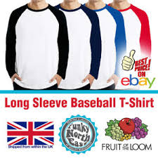 Details About Fruit Of The Loom Long Sleeve Baseball Cotton T Shirt Raglan T Fotl Tee Top Ss9
