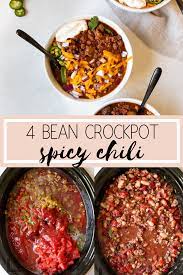 Four Bean Spicy Crockpot Chili Video Kroll S Korner Recipe Crockpot Chili Spicy Crockpot Chili Crockpot