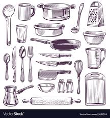 kitchen utensils sketch cooking tools