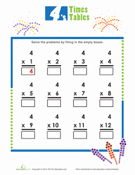 times tables 4s worksheet education com