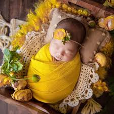 Newborn Yellow Wrap And Flowers Photography Newborn Photography Girl Infant Photography Props Newborn Photography Poses