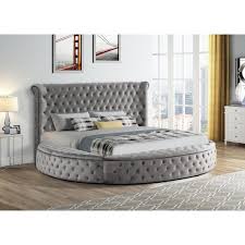 Guangdong china (mainland) brand name. Best Master Furniture Isabella Grey King Tufted Round Platform Bed Yy138gek The Home Depot