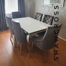 Shop for velvet dining chairs online at target. 1 5m Louis Glass Table 4 Plush Velvet Knocker Dining Chairs 799 50 Deposit Secures Shawcross Furniture