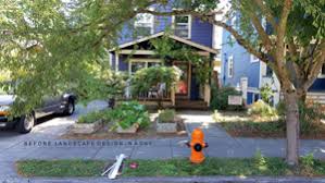 A well manicured front yard helps to frame your home. Rose City Residential Front Yard Dappled Sun Landscape Design