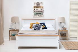 Modern Wooden Bed Frame Oak Trim Single Double King Size White Grey Ebay White Wooden Bed Wooden Bed Frames Wooden Bed