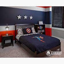 Check out this awesome marvel themed room! Decor For Kids On Instagram How Cute Is This Captain America Themed Room Credit To Kimberley Homes Marvel Room Marvel Bedroom Avengers Room