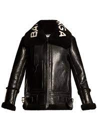 Balenciaga Le Bombardier Oversized Shearling Jacket In Black Modesens White Leather Jacket Shearling Jacket Jackets