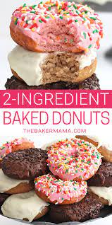 How To Make 2 Ingredient Baked Cake Donuts No Bake Cake Donut Recipes Dessert Recipes Easy