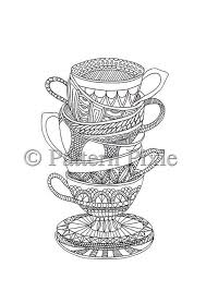 So many great adult coloring pages. Colouring Page Teacups Doodle Etsy Coloring Pages Doodle Coloring Tea Cup Art