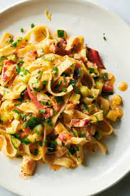 Fettuccine With Lobster And Zucchini Recipe Can Also Use Crab Shrimp Quick Pasta Dishes Recipes Pasta With Yellow Tomatoes