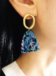 munich dangle earrings sapphire blue marble tortoiseshell earrings asymmetrical earring tortoise earrings asymmetrical earrings chain earrings drop earrings