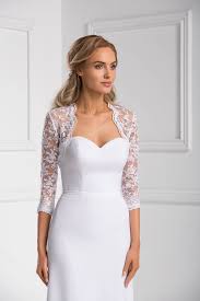 Krautwear damen bolero langarm viskose stola bolerojacke hochzeit festlich einfarbig schwarz grau rosa navy. Grossartiger Hochzeit Bolero Aus Spitze Fur Die Braut Brautkontor