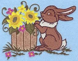 Embroidery Design Bunny And Barrel 5 85w X 4 64h In 2020 Embroidery Designs Machine Embroidery Designs Machine Embroidery
