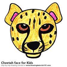 Printable cheetah coloring pages pdf. Learn How To Draw A Cheetah Face For Kids Animal Faces For Kids Step By Step Drawing Tutorials