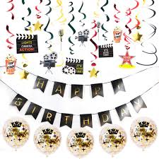 Movie party diy decorations part 2 jay's party is only about a month away which means i have gone into crazy party planning overdrive. Movie Theme Birthday Party Decorations Hanging Foil Swirls Rock And Roll Theme Baby Shower First Birthday Party Supplies Party Diy Decorations Aliexpress