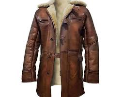 Raf Aviator Bomber Brown Sheepskin Fur Collar Genuine Leather Etsy In 2020 Brown Leather Coat Leather Jacket Men Leather Coat Jacket