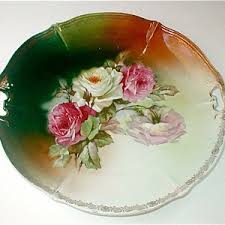Antique Prince Regent Germany Pink Roses Handled Cake Plate