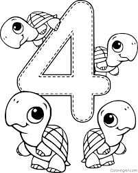 Primary, secondary, and tertiary colors. Number 4 Turtles Coloring Page Coloringall