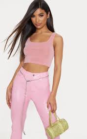 Light Pink Textured Glitter Crop Top Tops Prettylittlething Usa Crop Tops Fashion Trendy Fashion Tops