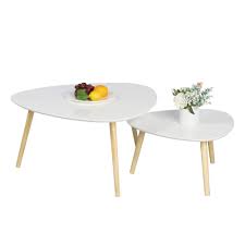 Realyn white and brown round end table. Yaheetech Set Of 2 Triangle Nesting Tables Coffee Tables End Side Tables Modern Occasional Table For Office Kitchen Living Room White Buy Online In Bermuda At Desertcart 63292922