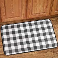 Jtdiffer bath mat 21x32 inch non slip super absorbent chenille bath rugs, soft bathroom rug carpet, extra shaggy for tub, shower, bath room, bedroom, kitchen, sink (blue) 4.6 out of 5 stars. Buffalo Check Printed Anti Fatigue Kitchen Floor Rug Mat 18 X 30 Black White Ebay