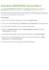 Hard Reset MICROMAX Canvas Selfie 4 ...