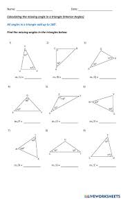 If the known angle is opposite a marked side, then the angle opposite the other marked side is the same. Calculating The Missing Angle In A Triangle Worksheet