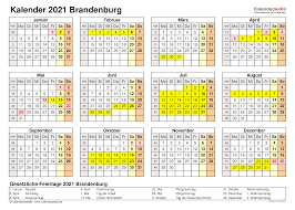 Die termine der schulferien 2021 im bundesland bayern. Kalender 2021 Brandenburg Ferien Feiertage Excel Vorlagen