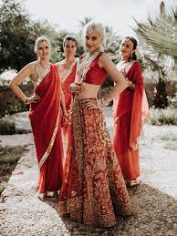 Two Cultures Beautifully Married Into One Wedding Day Indian Wedding Dress Traditional Indian Bridesmaid Dresses Indian Bridesmaids