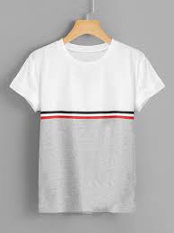 Black And White Striped T Shirt Roblox Striped Panel Color Block Teefor Women Romwe Shirt Print Design Color Block Tee Printed Shirts