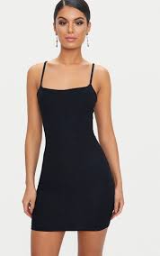 Black Strappy Straight Neck Bodycon Dress Tight Black Dress Bodycon Dress Tight Fitted Dresses