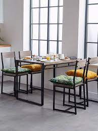 Rustic Dining Set Modern Industrial Design 4 Seater Wooden Effect Dinner Table 4 Chairs Dining Sets Modern Rustic Dining Set Interior Design Dining