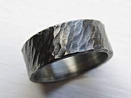Rustic Viking Ring Black Silver Mens Forged Ring Rugged Etsy Black Rings Mens Wedding Bands Mens Silver Rings