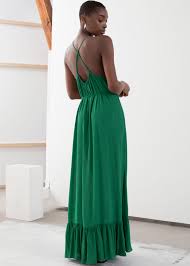 Rope Tie Crepe Maxi Dress Green Maxi Dresses Other Stories Maxi Dress Maxi Dress Green Dresses