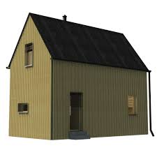 The small cabin has a square plan with a hip roof and windows that… Two Bedroom Modern House Plans