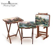 Thomas Kinkade Art Tray Tables With Storage Stand Tray Table Table Storage Stand
