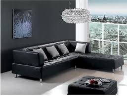 Living Room Design With Black Leather Sofa