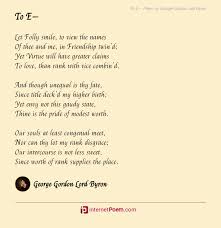 To E Poem By George Gordon Lord Byron