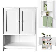 Browse our full store experience online to find affordable home goods for every room, including home office, living room, kitchen, bathroom, bedroom and outdoor furniture, and get deliveries straight to your doorstep! Henf Bathroom Wall Cabinet Double Door Bathroom Cabinet White Storage Mount Kitchen Cupboard Shelves With Towel Rack Over Medicine Cabinet Toilet Storage Shelf Organizers Wantitall