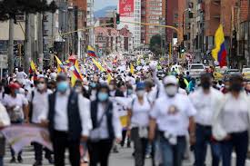 Bogota, colombia bogota, bogota capital district officially abbreviated bogotá , dc (during the spanish colonial era from 1991 to 2000 called santa fé de bogotá ) is the capital of the republic of colombia and the department of cundinamarca. Thousands March In Colombia S Bogota To Demand End To Protests Roadblocks Reuters