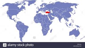 Immer noch wird vor nicht notwenigen, touristischen reisen in die türkei gewarnt, denn auch in diesem beliebten urlaubsland hat man die pandemie noch nicht im griff. Es Gibt Eine Globale Karte Der Welt Turkei Stockfotografie Alamy