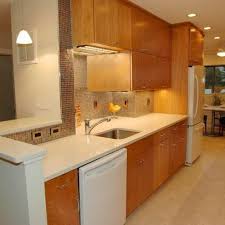 Galley Kitchen Design Ideas Pictures Remodel And Decor Honey Oak Cabinets White Appliances Galley Kitchen Design