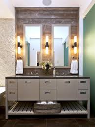 Modern Green Bathroom With Reclaimed Lumber Backsplash Bathroom Vanity Designs Best Bathroom Lighting Bathroom Mirror