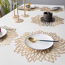 Amazon Com Lifonder Non Slip Insulation Placemat Crossweave Woven Vinyl Washable Table Mats Set Of 6 Round 10 P Placemats Table Pads Dining Table In Kitchen