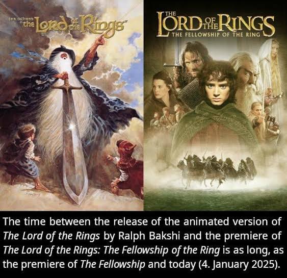 As of today, 'The Lord of the Rings: The Fellowship of the Ring' is as old  as the animated Lord of the Rings movie was, when The Fellowship premiered.  : r/lotr