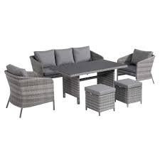 Transform your garden with garden furniture at george at asda, from bistro & patio sets to outdoor sofa dining & garden chairs. Levisham Garden Sofa Dining Set In Grey Weave And Grey Fabric Garden Dining Sets Garden Furniture