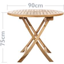 Vidaxl solid teak wood garden table 120cm kitchen dining room picnic table. Round Folding Garden Table 90 Cm In Certified Teak Wood Cablematic